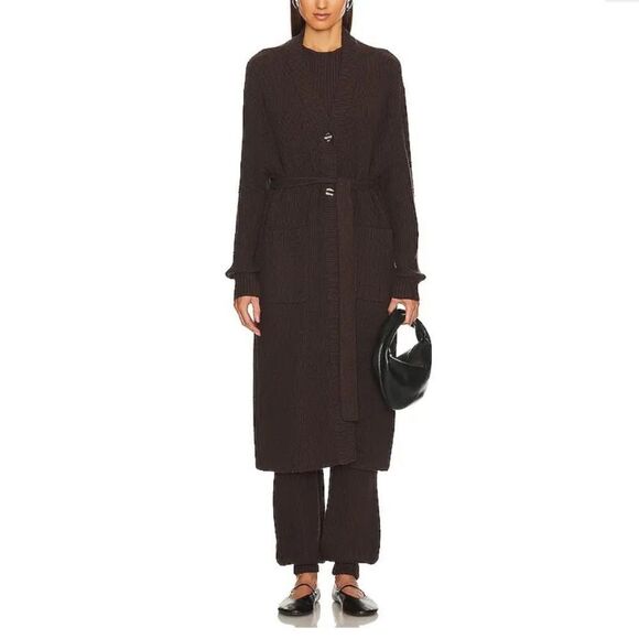 Song of Style Saniya Cardigan sweater Dark Chocolate knit maxi duster Revolve S - Picture 1 of 11